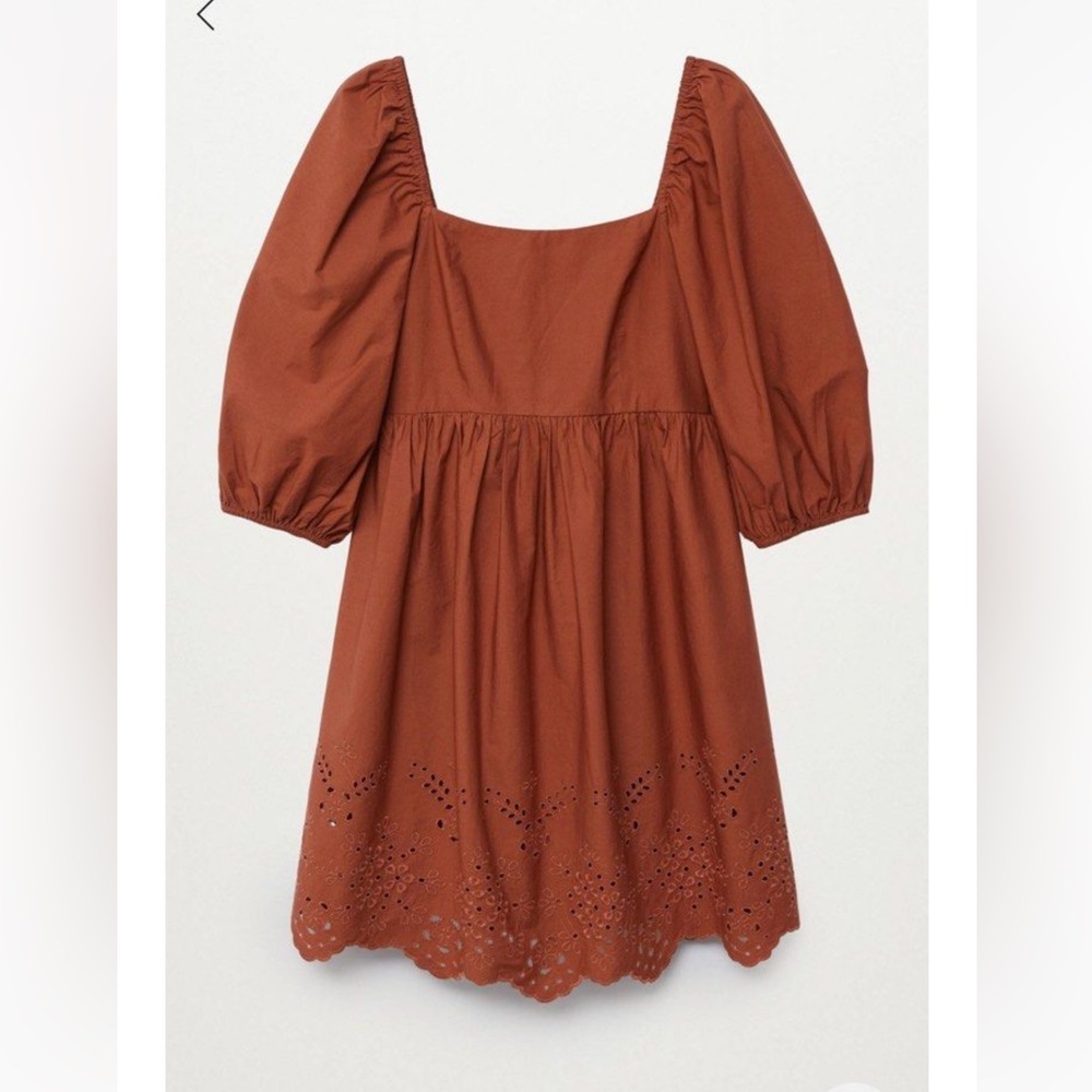 MANGO poplin embroidered dress